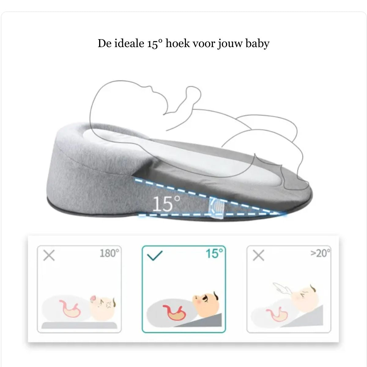 Baby Anti-Spuug Kussen met Memory Foam | Lazera