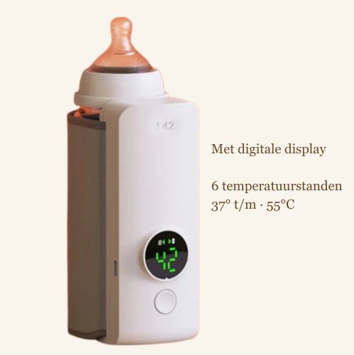 Draagbare Flessenwarmer – Draadloos & Oplaadbaar voor Onderweg